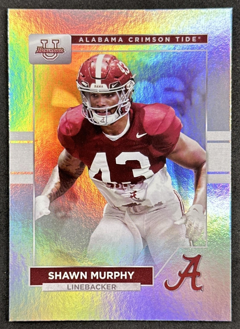 Shawn Murphy 2023 Bowman University Alabama Crimson Tide Rainbow Foil front