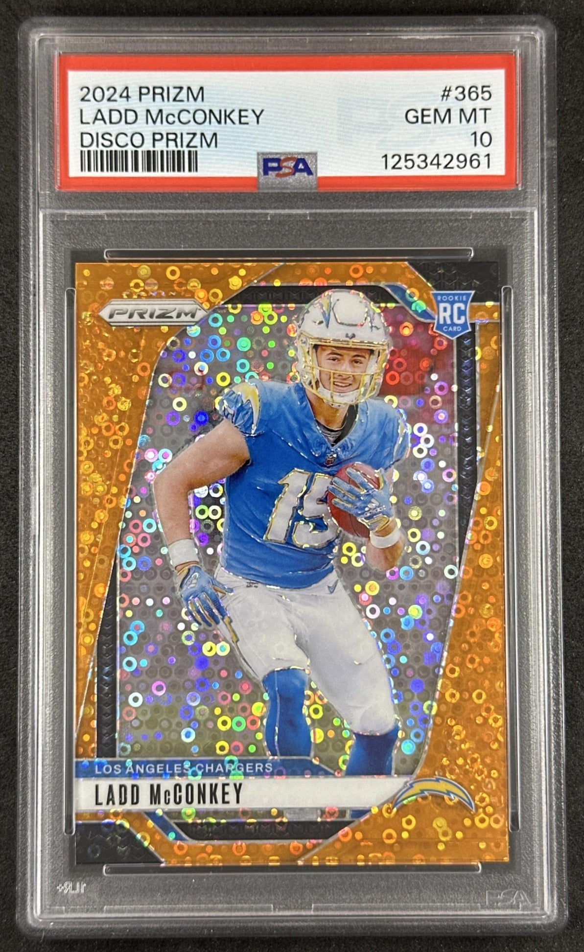 Ladd McConkey 2024 Panini Prizm Disco PSA 10