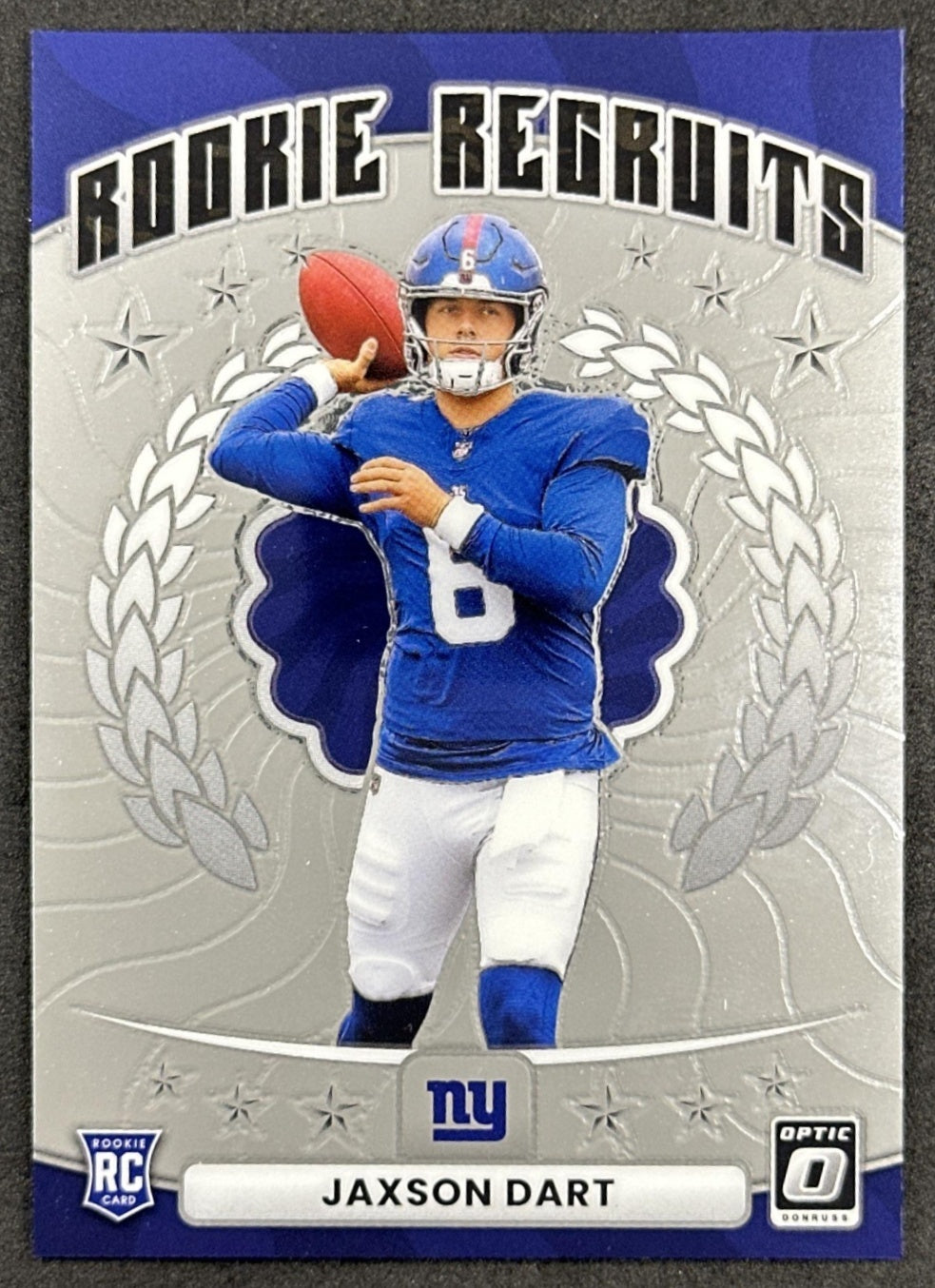 Jaxson Dart 2025 Panini Donruss Optic Rookie Recruits Giants front