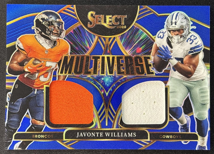Javonte Williams 2025 Panini Select Multiverse Jerseys Blue Prizm Broncos Cowboys Default Title Sports Trading Cards