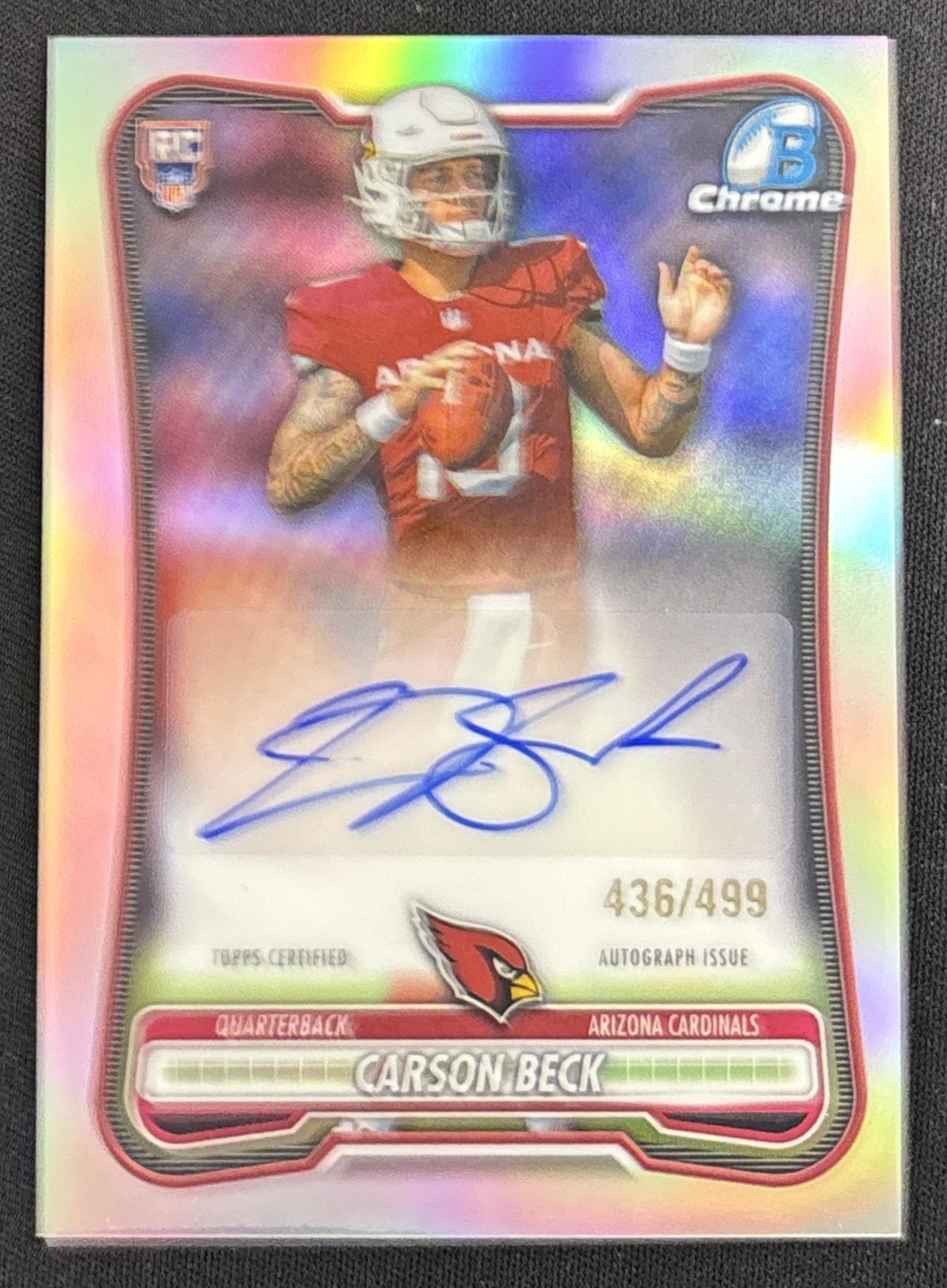 Carson Beck 2026 Bowman Chrome Rookie Auto Refractor /499 Cardinals Default Title Sports Trading Card
