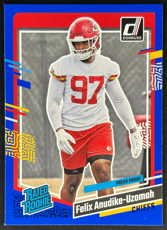 Felix Anudike-Uzomah 2023 Panini Donruss Press Proof Blue Chiefs Sports Trading Cards