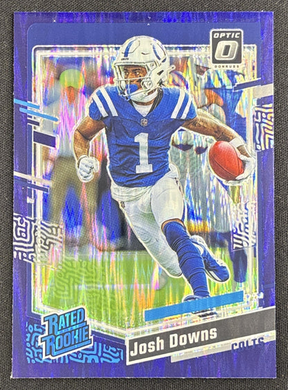 Josh Downs 2023 Panini Donruss Optic Purple Shock Prizm Colts