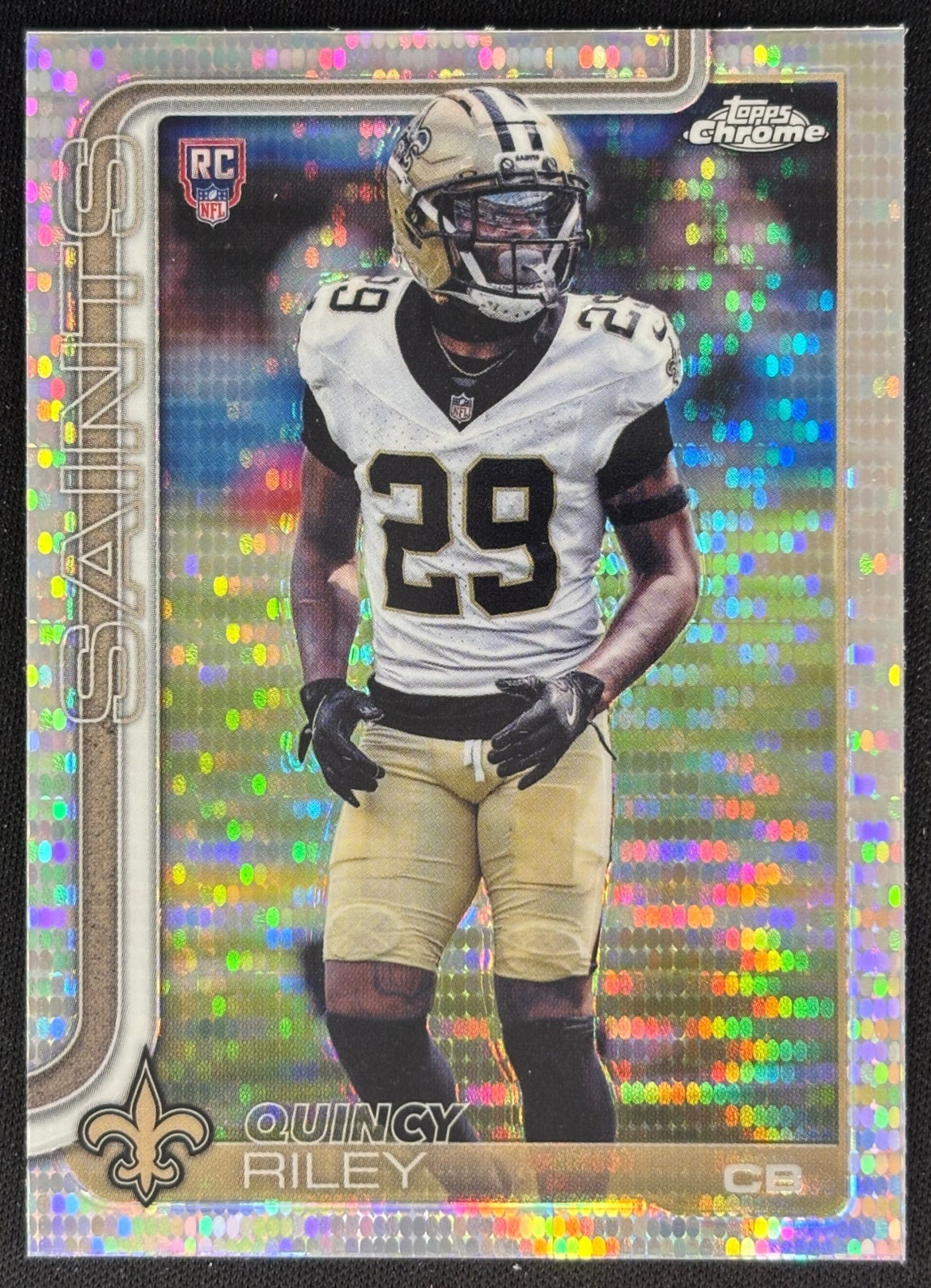 Quincy Riley 2025 Topps Chrome Rookie Pulsar Refractor Saints Sports Trading Cards