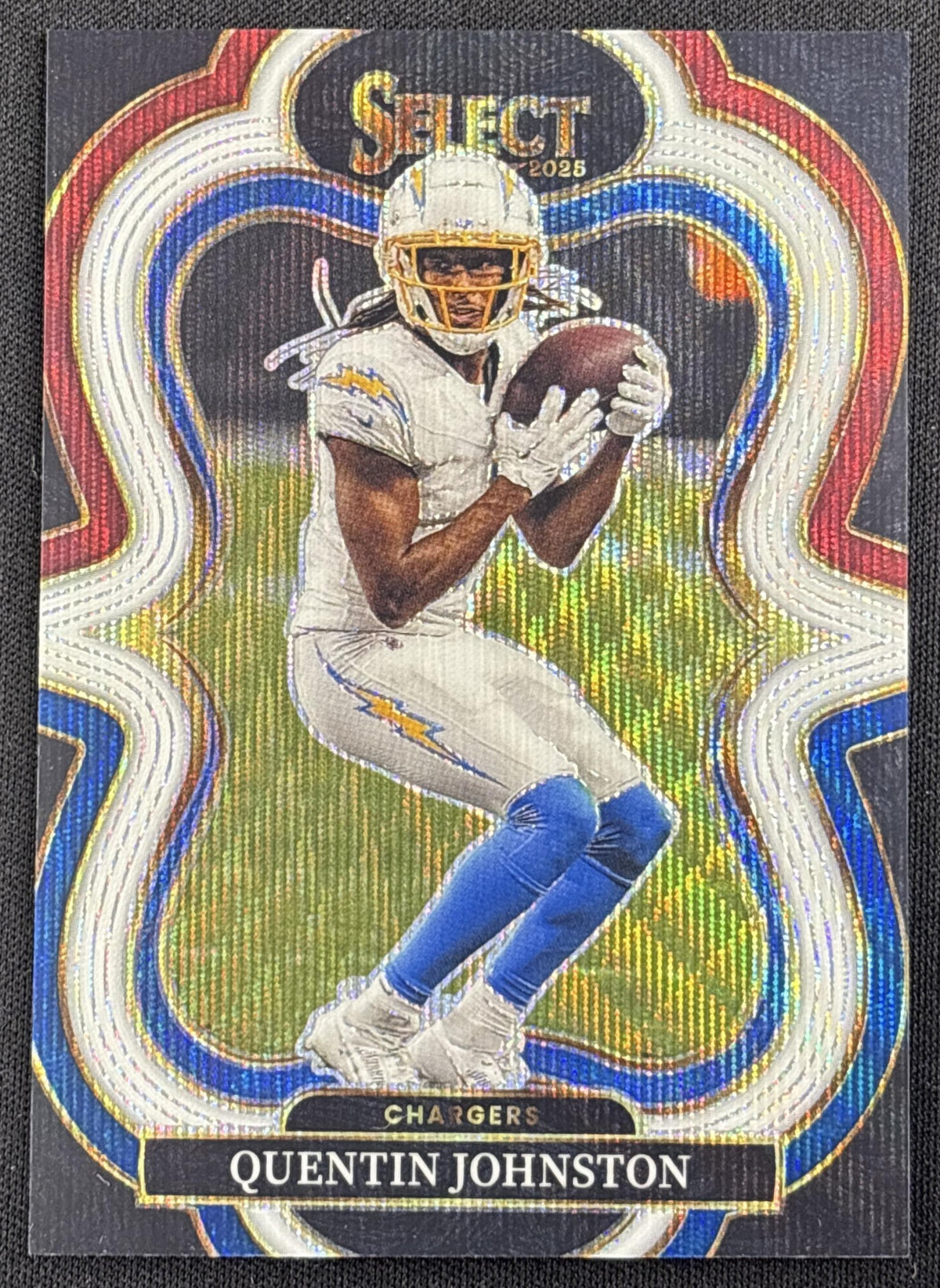 Quentin Johnston 2025 Panini Select Suite Level Tri-Color Prizm /199 Chargers