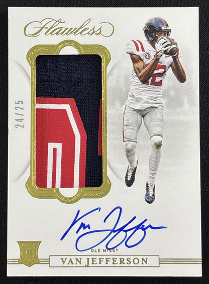 Van Jefferson 2023 Panini Flawless Collegiate 2020 Panini Flawless Collegiate Football Patch Auto /25 Rebels front