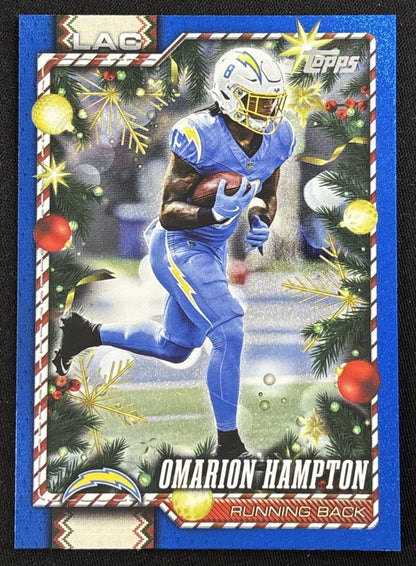Omarion Hampton 2026 Topps Holiday Blue Metallic Glitter Chargers - front