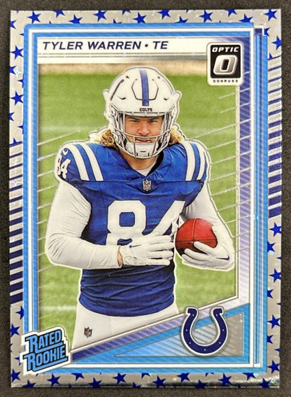 Tyler Warren 2025 Panini Donruss Optic Rated Rookie Stars Prizm Colts front
