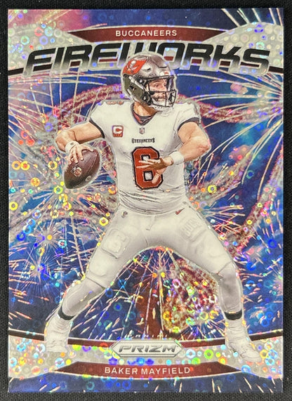 Baker Mayfield 2024 Panini Prizm Fireworks No Huddle Buccaneers