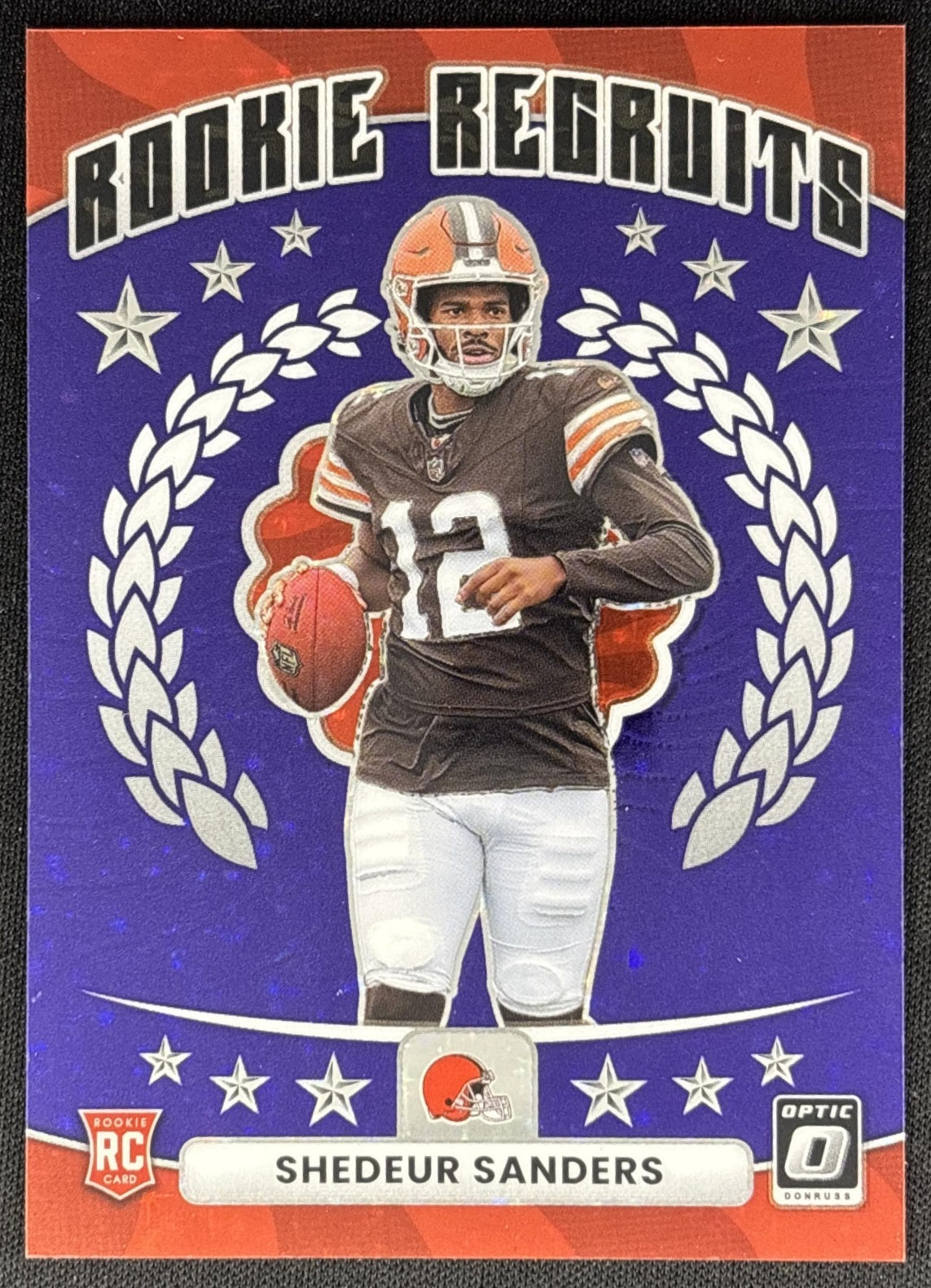 Shedeur Sanders 2025 Donruss Optic Rookie Recruits Purple Stars Prizm /25 Browns Sports Trading Cards