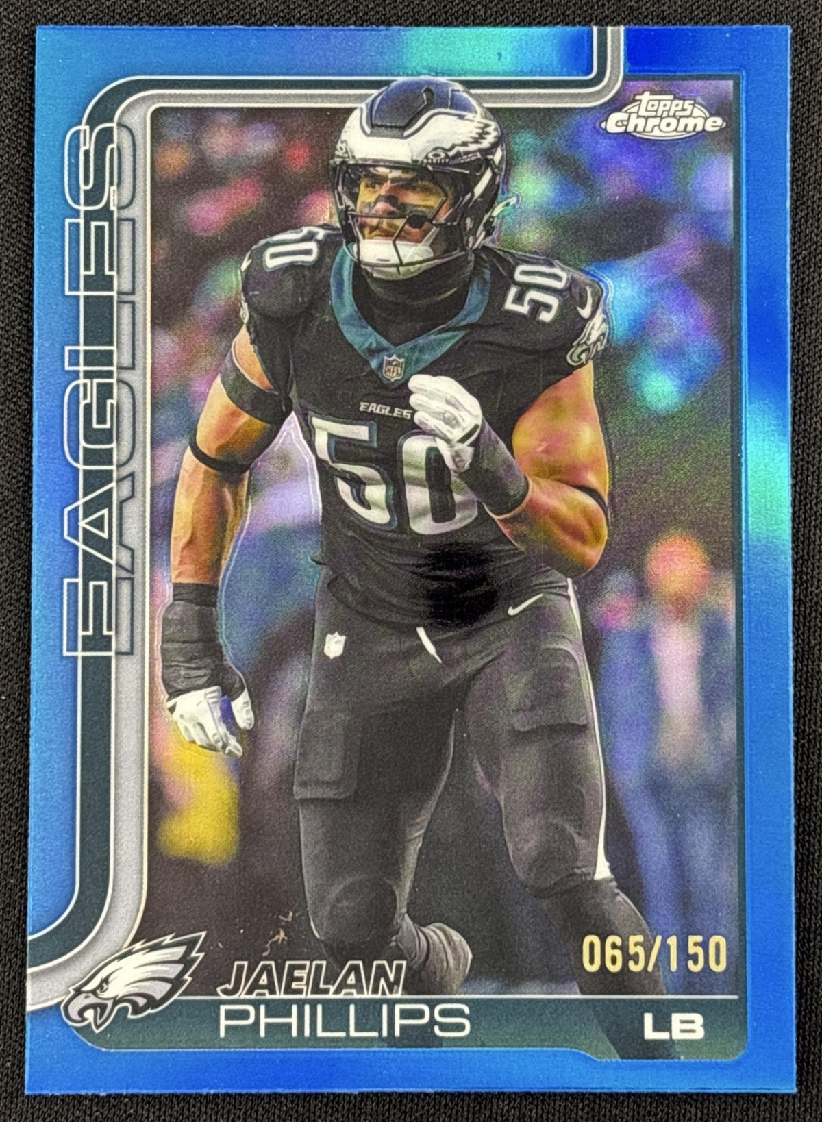 Jaelan Phillips 2025 Topps Chrome Blue Refractor /150 Eagles