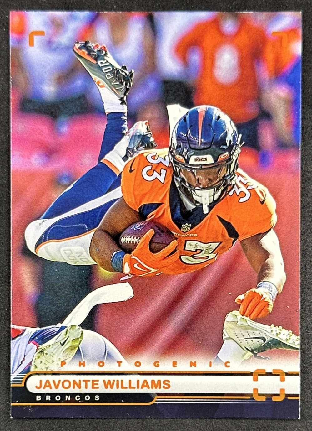 Javonte Williams 2022 Panini Chronicles Photogenic Orange Broncos front