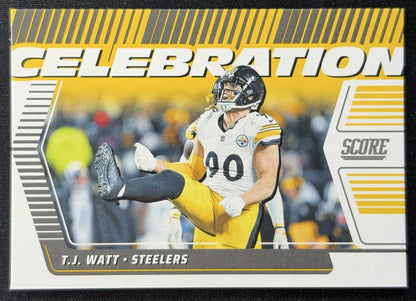 T.J. Watt 2025 Panini Score Celebration Gold Steelers Sports Trading Cards