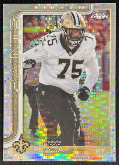 Taliese Fuaga 2025 Topps Chrome Pulsar Refractor Saints Sports Trading Cards
