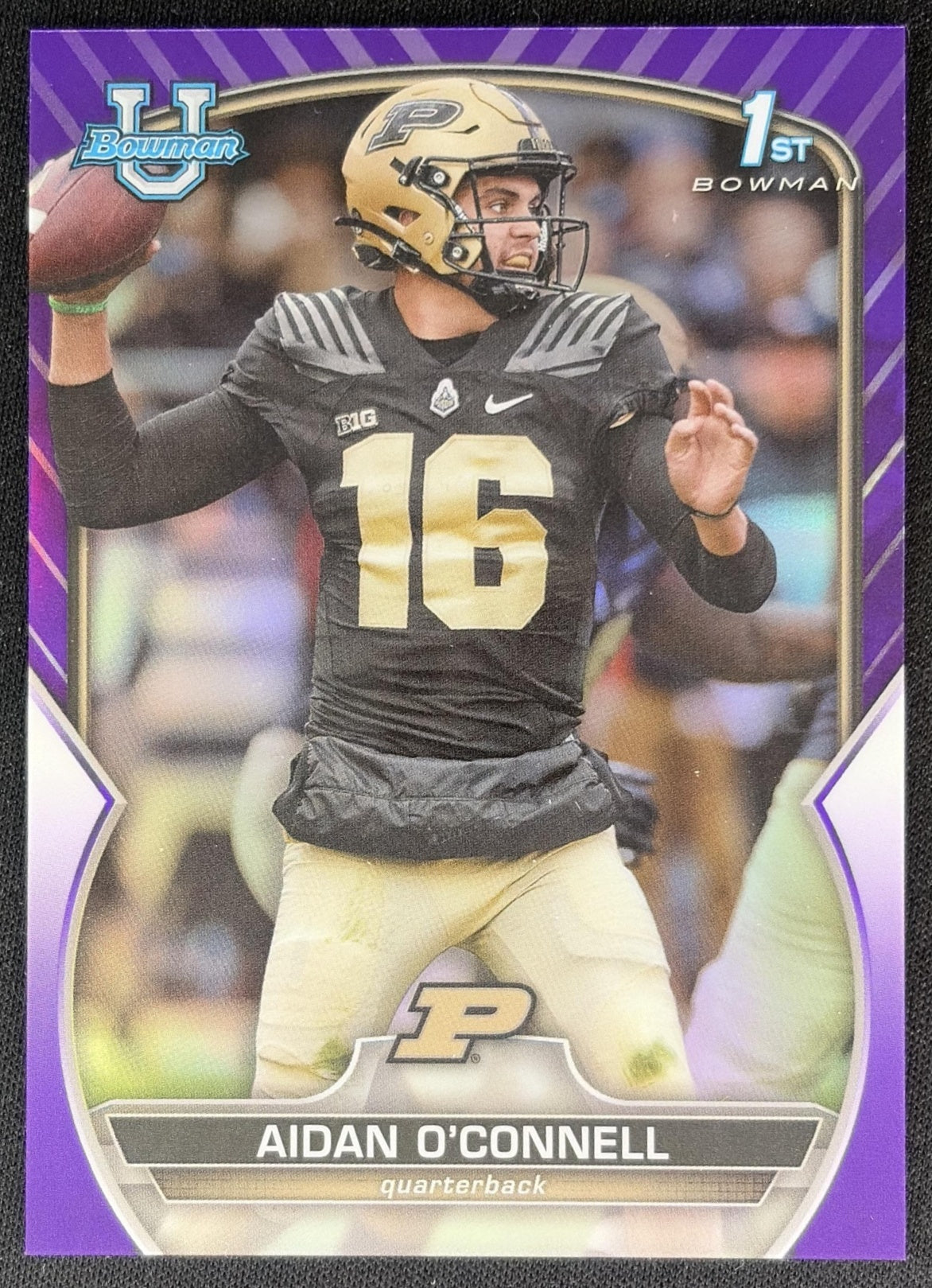 Aidan O'Connell 2022 Bowman University Chrome Purple Refractor /399 Boilermakers
