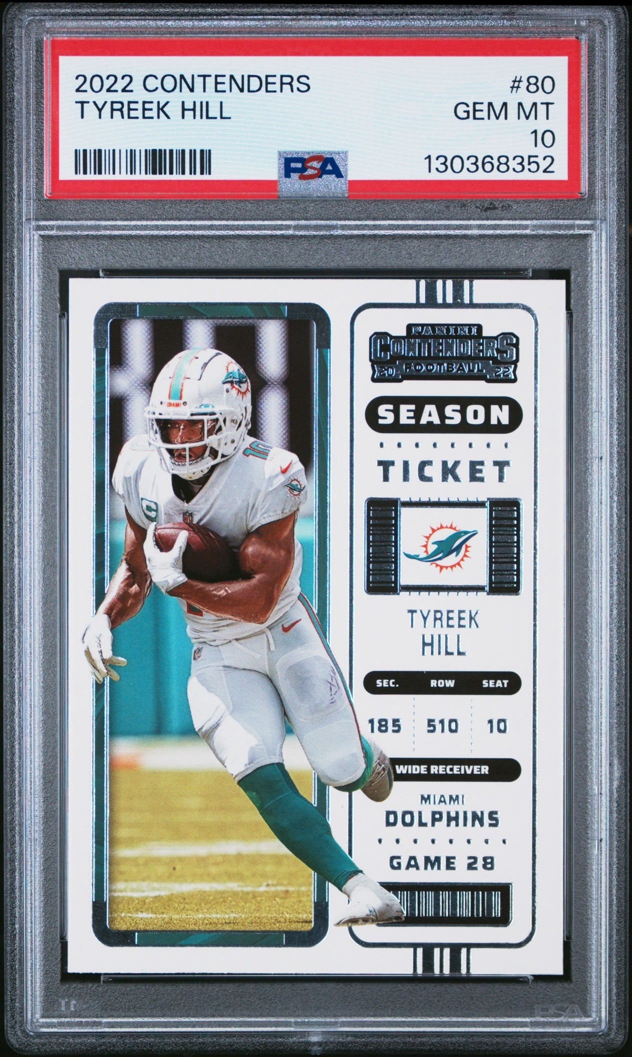 Tyreek Hill 2022 Panini Contenders PSA 10 Dolphins front