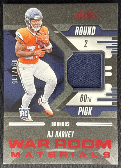 RJ Harvey 2025 Panini Absolute War Room Materials /115 Broncos Default Title Sports Trading Cards