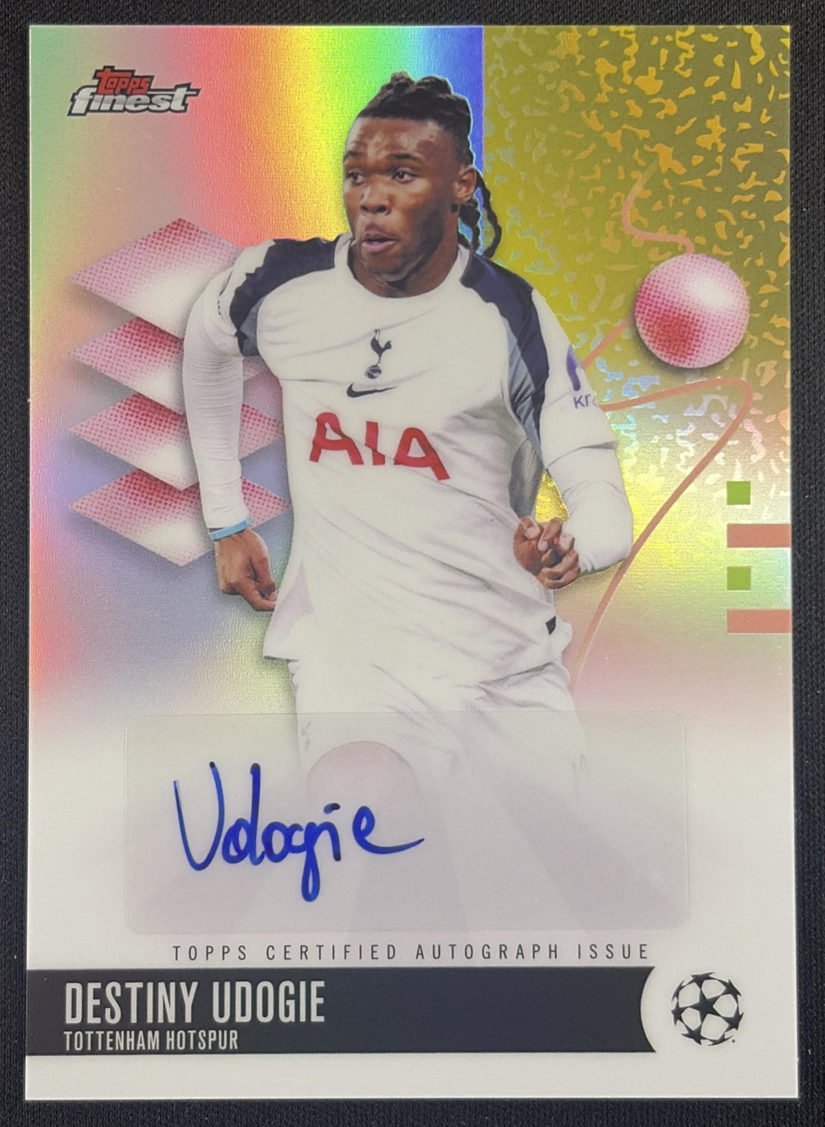 Destiny Udogie 2025 Topps Finest UEFA Club Competition Auto Tottenham Tottenham Hotspur Sports Trading Card