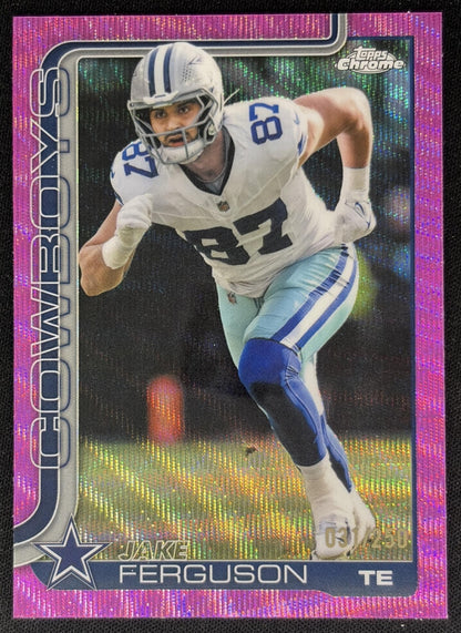 Jake Ferguson 2025 Topps Chrome Pink Wave Refractor /250 Cowboys