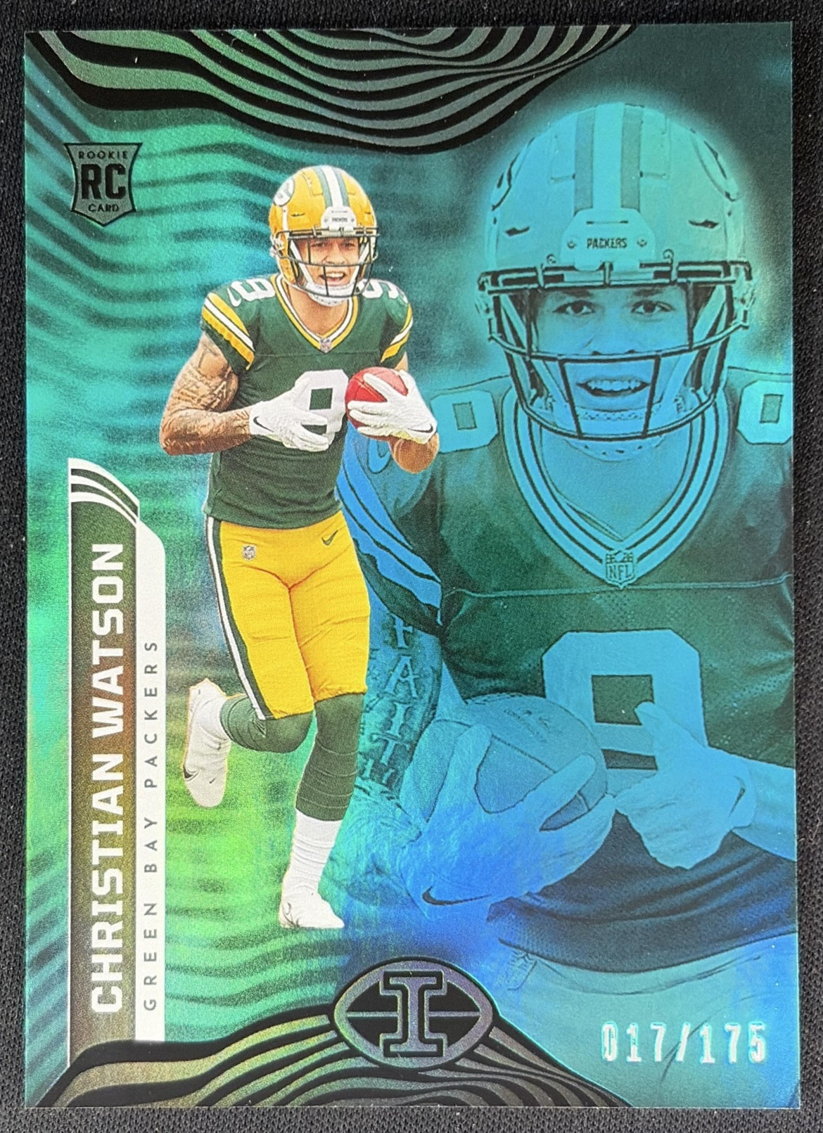 Christian Watson 2022 Panini Illusions Trophy Collection Teal /175 Packers