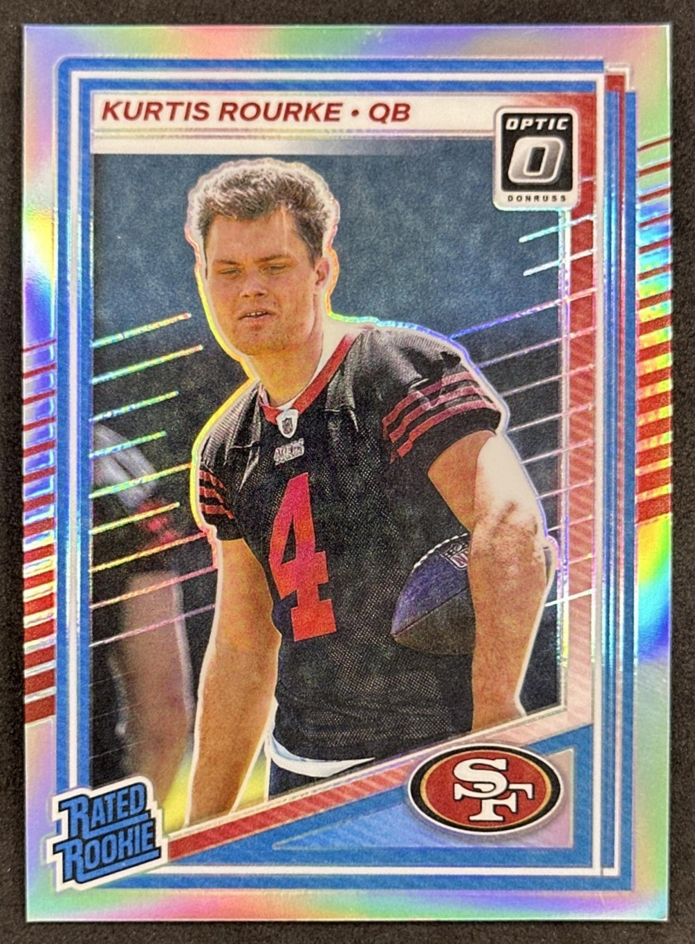 Kurtis Rourke 2025 Panini Donruss Optic Rated Rookie Holo Prizm 49ers front