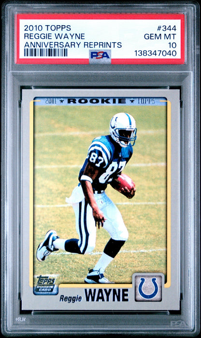 Reggie Wayne 2010 Topps Anniversary Reprints PSA 10 Colts front