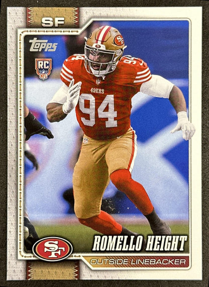 Romello Height 2026 Topps Flagship Rookie 49ers Sports Trading Cards