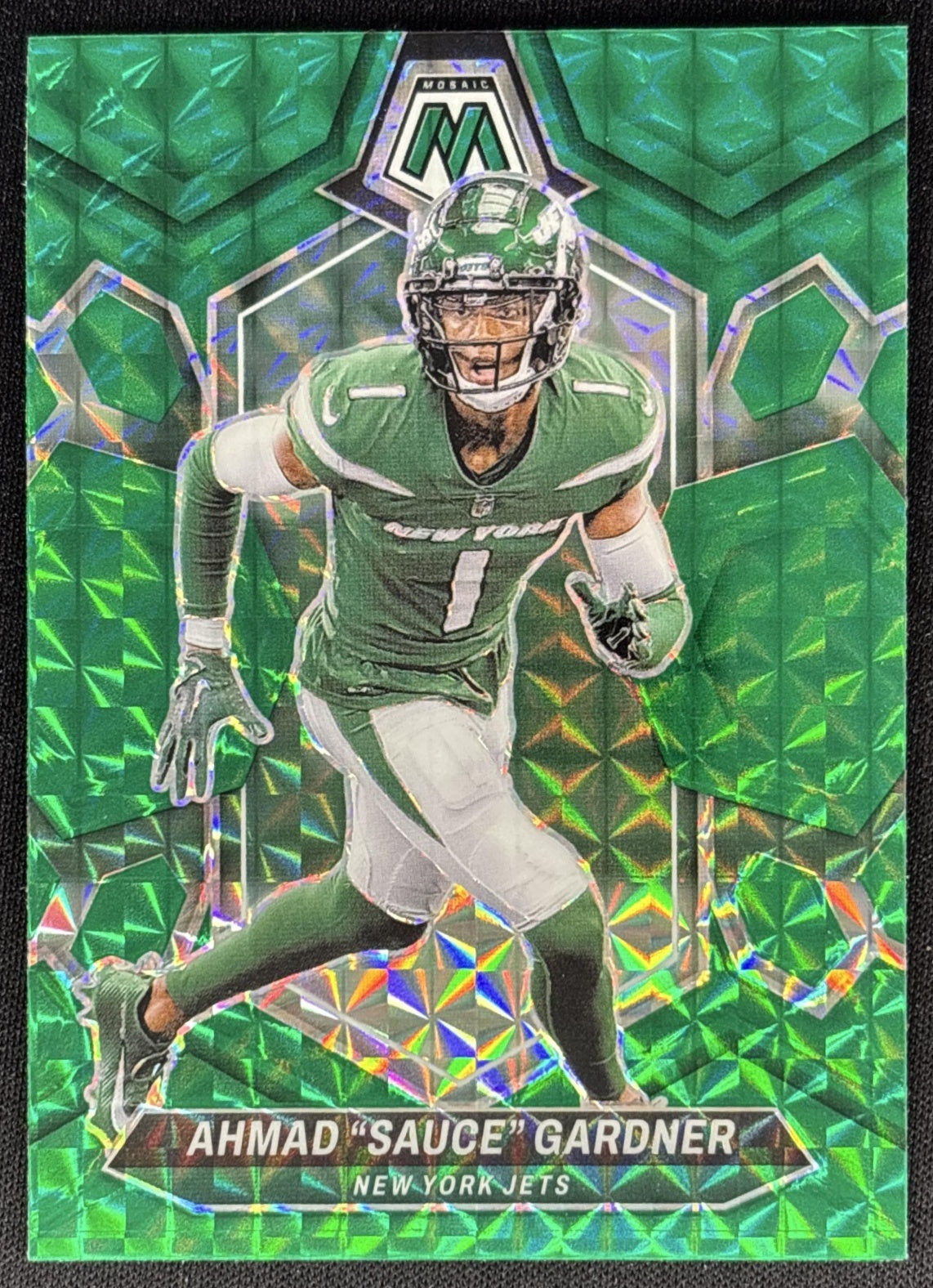 Ahmad "Sauce" Gardner 2024 Panini Mosaic Green Prizm Jets Sports Trading Cards