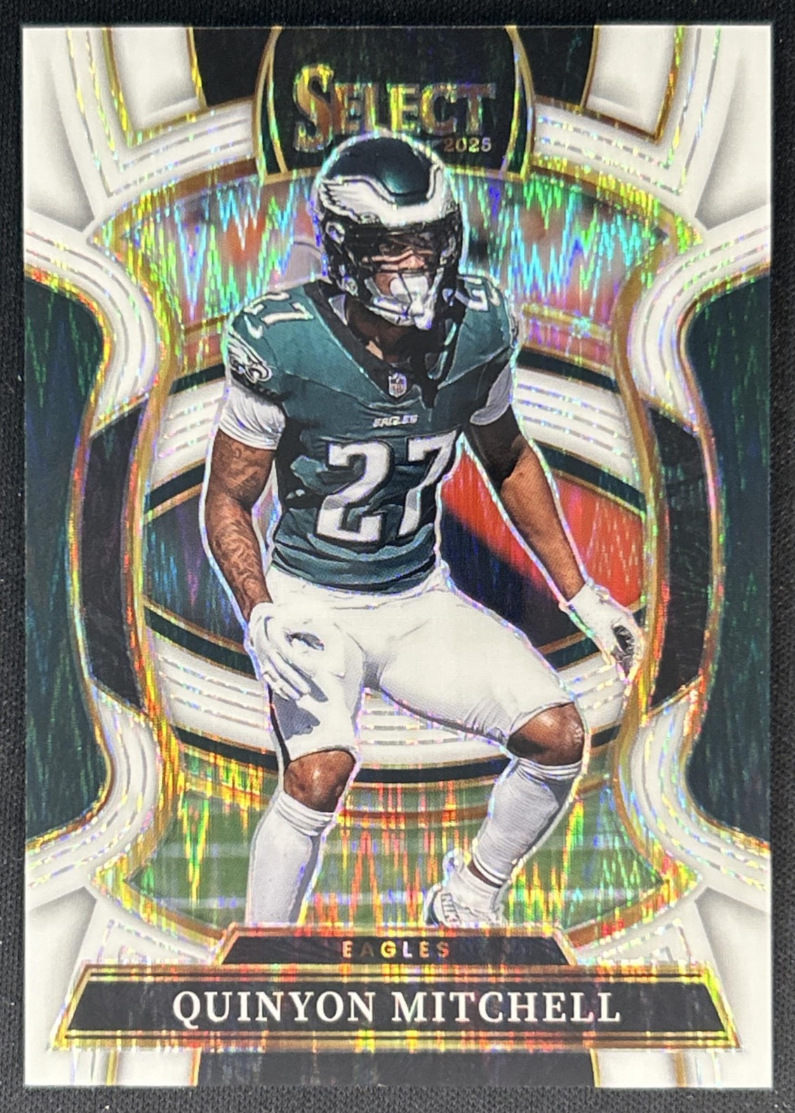 Quinyon Mitchell 2025 Panini Select Concourse White Prizm Shock /799 Eagles front