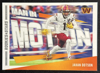 Jahan Dotson 2023 Panini Rookies & Stars Man In Motion Commanders Washington Commanders Sports Trading Card
