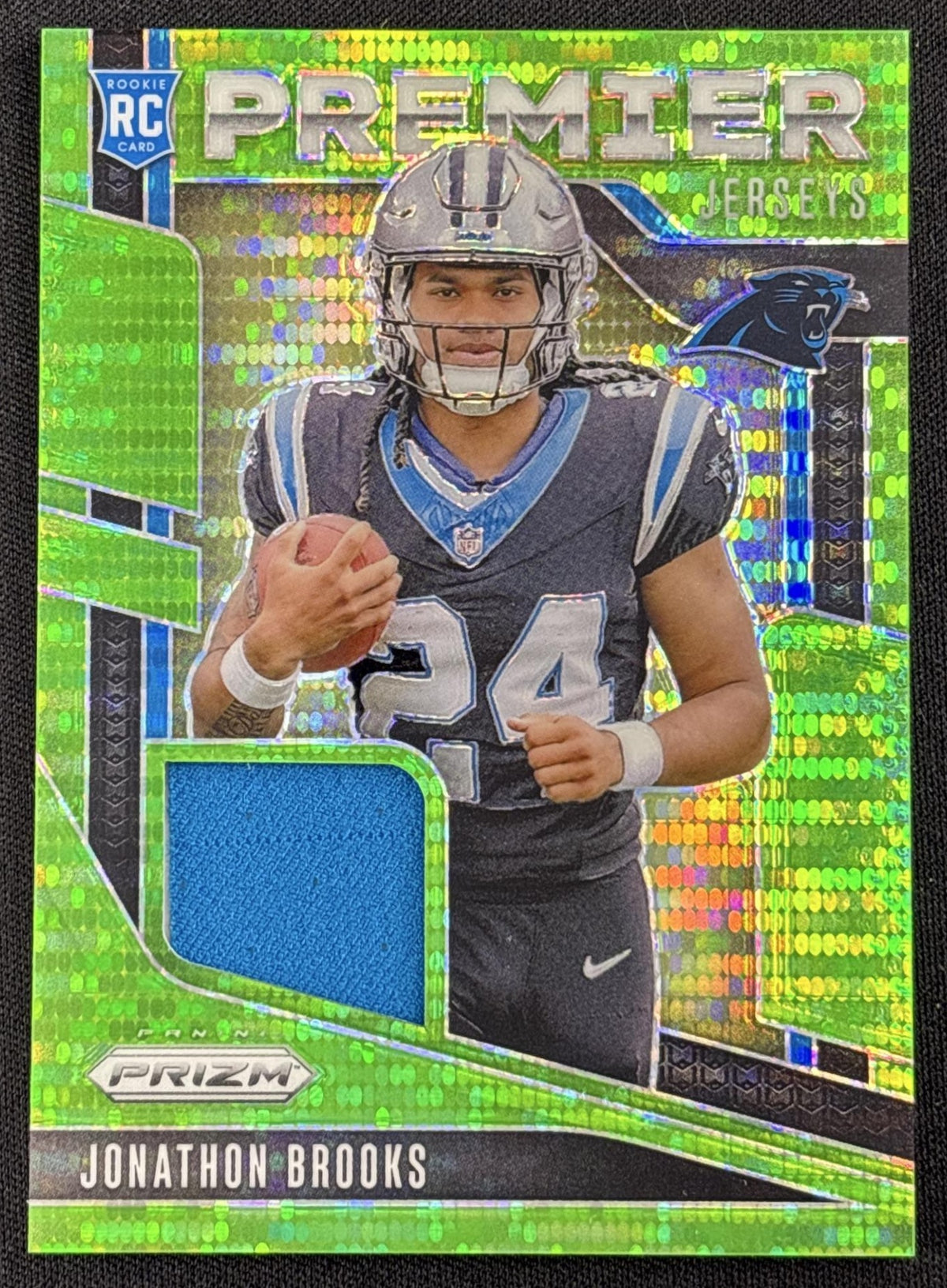 Jonathon Brooks 2024 Panini Prizm Premier Jerseys Neon Green Pulsar Panthers
