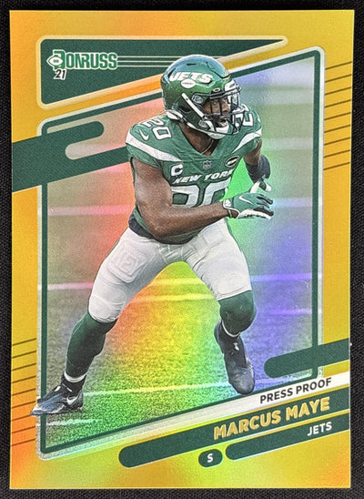 Marcus Maye 2021 Panini Donruss Press Proof Premium Jets Sports Trading Card