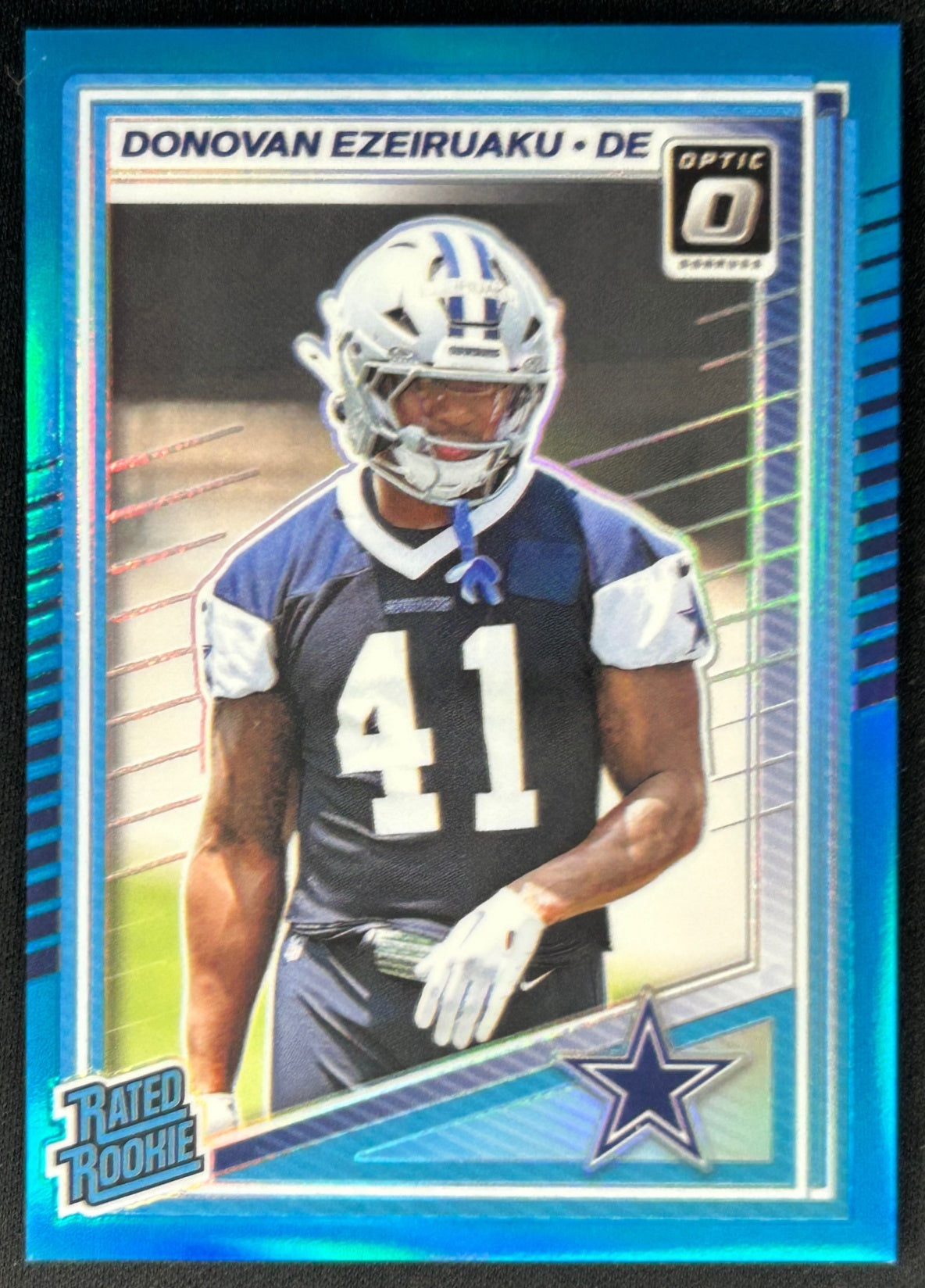 Donovan Ezeiruaku 2025 Donruss Optic Rated Rookie Aqua Prizm /349 Cowboys Sports Trading Card