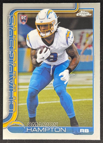 Omarion Hampton 2025 Chrome Rookie Chargers Sports Trading Cards
