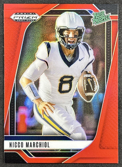 Nicco Marchiol 2025 Panini Prizm Draft Picks Red /399 Mountaineers front