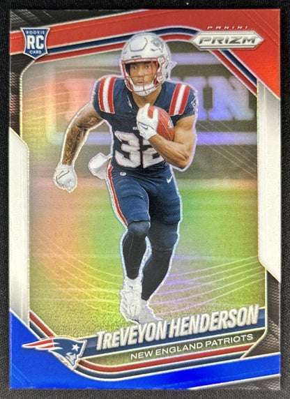 TreVeyon Henderson 2025 Panini Prizm Red White & Blue Patriots Sports Trading Cards