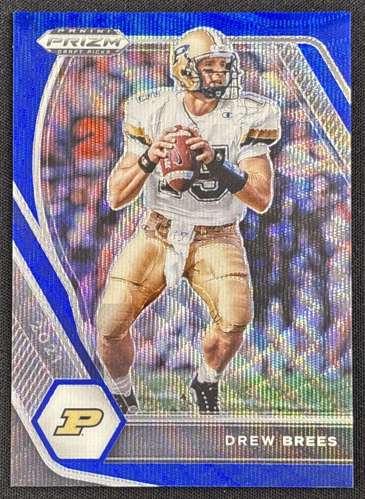 Drew Brees 2021 Panini Prizm Draft Picks Collegiate Blue Wave /249 Boilermakers