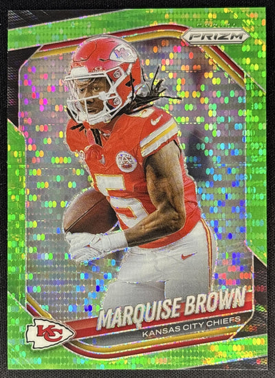 Marquise Brown 2025 Panini Prizm Neon Green Pulsar Chiefs Sports Trading Cards