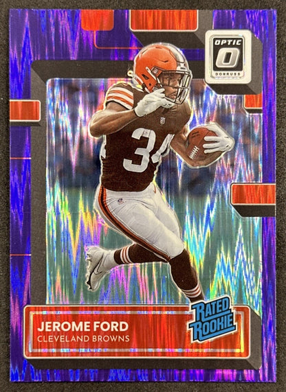 Jerome Ford 2022 Donruss Optic Rated Rookie Purple Shock Browns