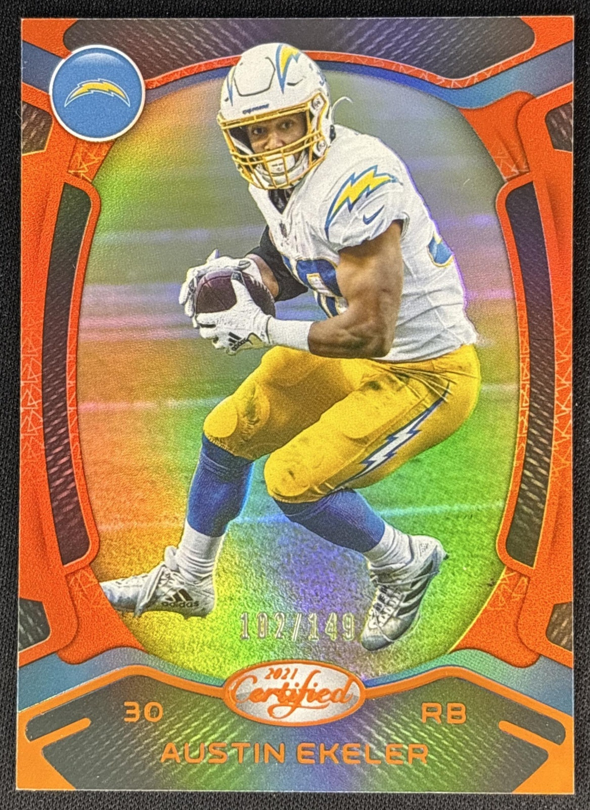 Austin Ekeler 2021 Panini Certified Mirror Orange /149