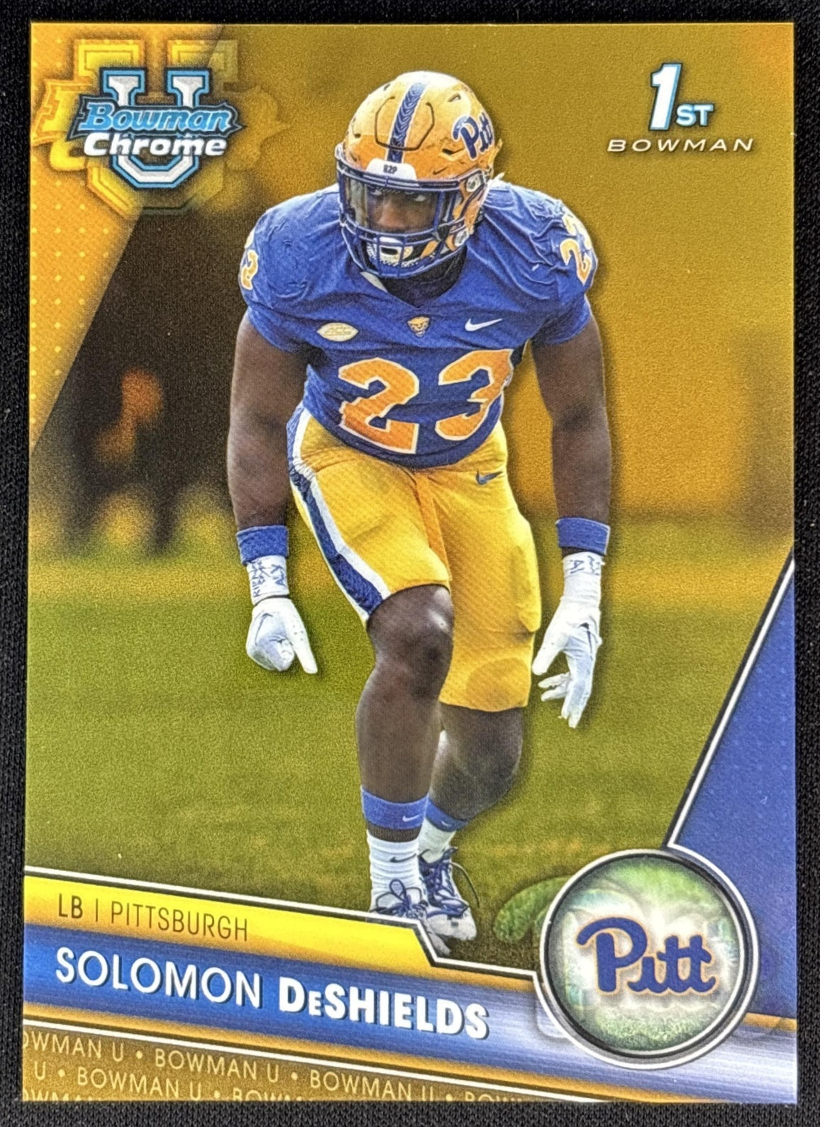 Solomon DeShields 2023 Bowman University Chrome Gold Refractor /50 front