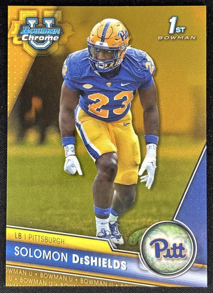Solomon DeShields 2023 Bowman University Chrome Gold Refractor /50 front