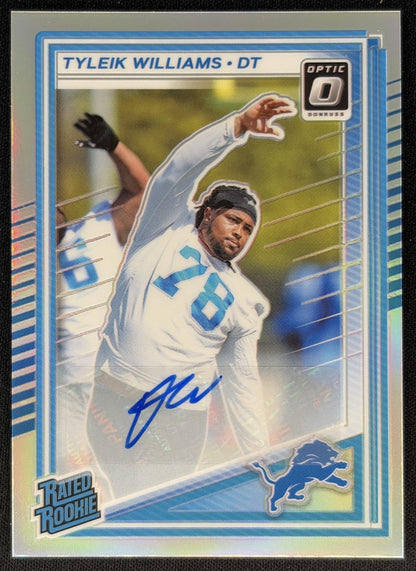 Tyleik Williams 2025 Donruss Optic Rated Rookie Auto Holo Prizm /199 Lions Sports Trading Cards