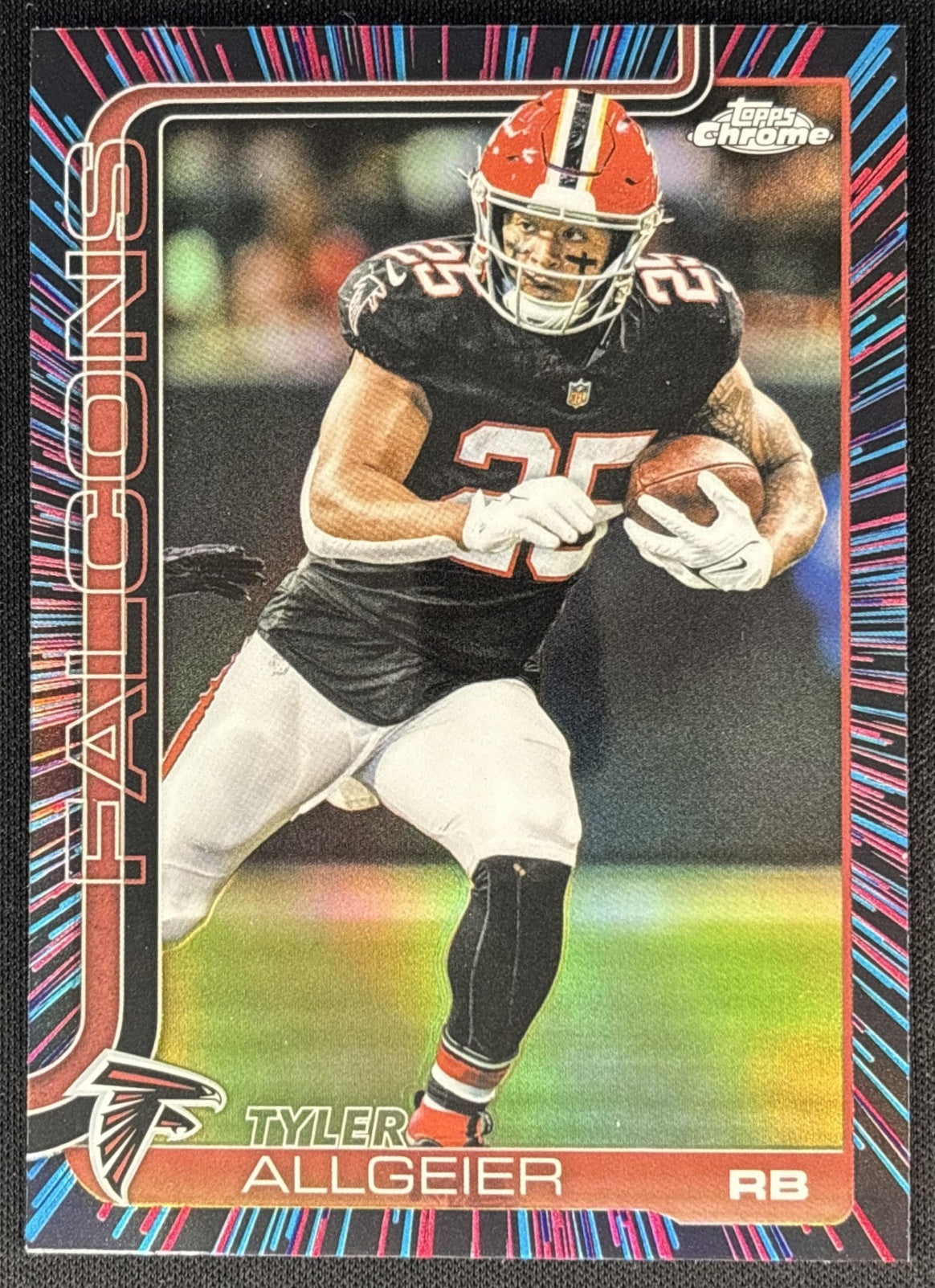 Tyler Allgeier 2025 Topps Chrome Neon Pulse Refractor Falcons