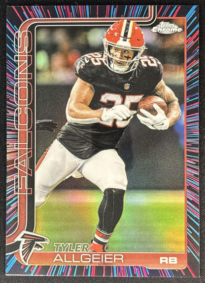 Tyler Allgeier 2025 Topps Chrome Neon Pulse Refractor Falcons