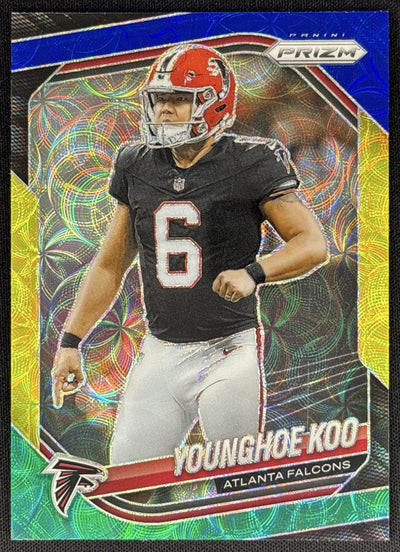 Younghoe Koo 2025 Panini Prizm Choice Blue Yellow & Green Falcons Sports Trading Card