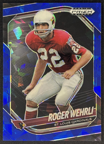 Roger Wehrli 2025 Panini Prizm Black Blue Ice /125 Cardinals front