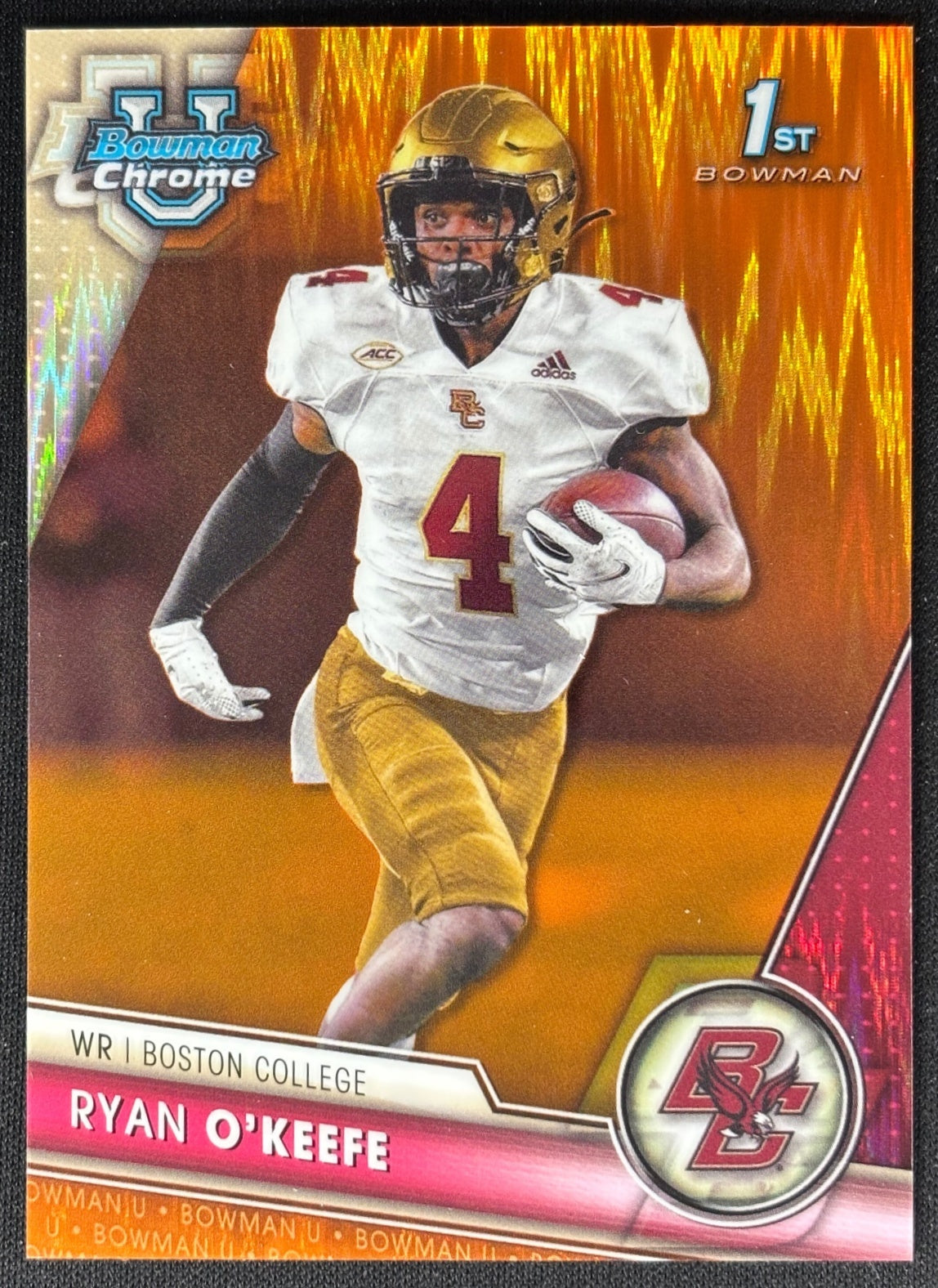 Ryan O'Keefe 2023 University Chrome Orange Surge Refractor /25 Eagles - Front