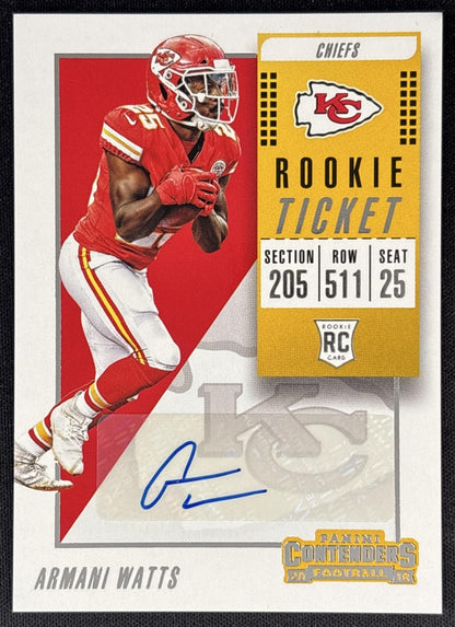 Armani Watts 2018 Contenders Rookie Ticket Auto Chiefs