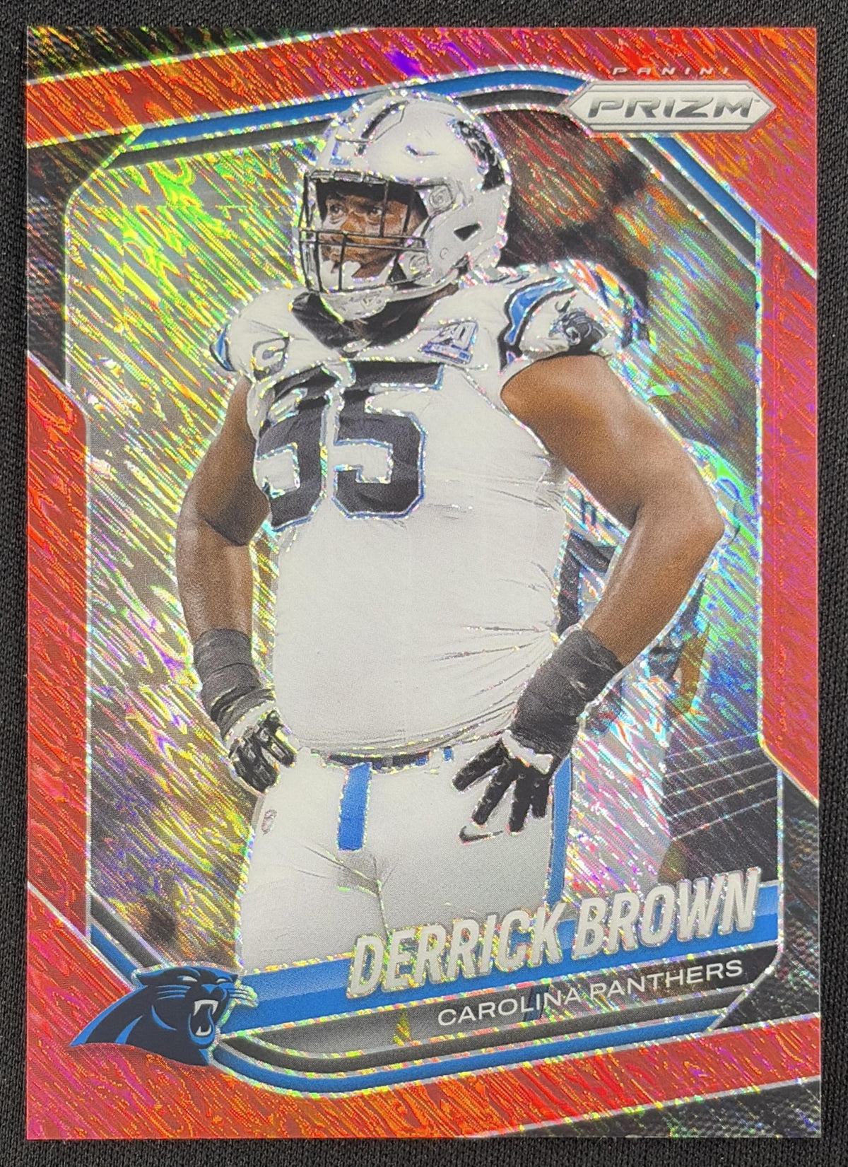 Derrick Brown 2025 Panini Prizm Red Shimmer /49 Panthers